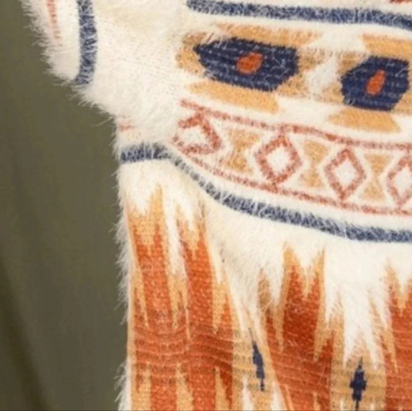 New! Boho Aztec Cozy Cream Cardigan Sweater - Picture 2 of 7